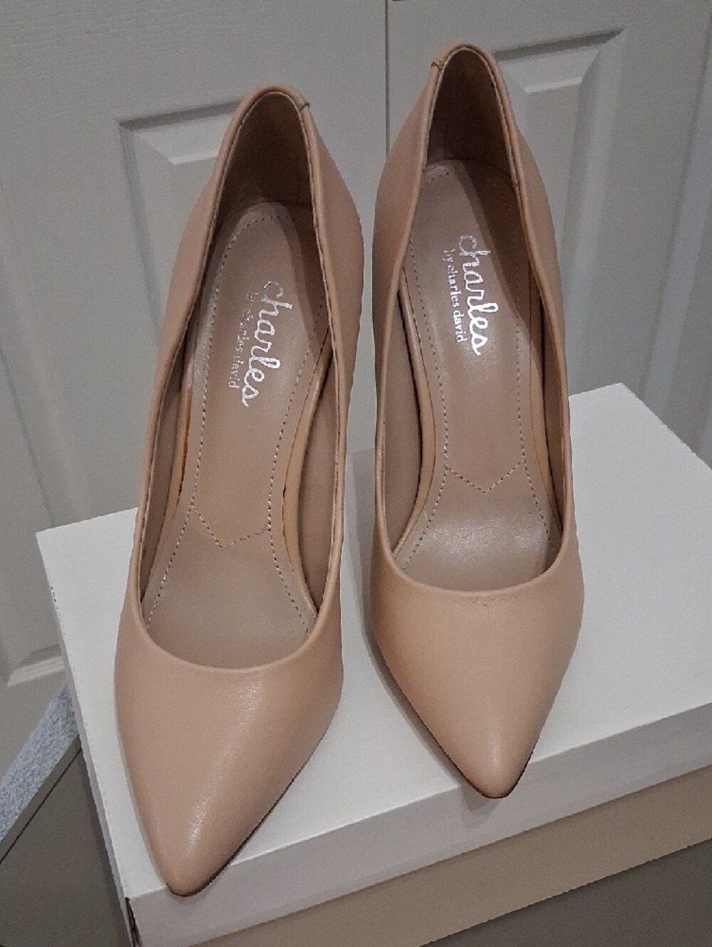 Real Leather Nude Pointed-Toe Stiletto Heels